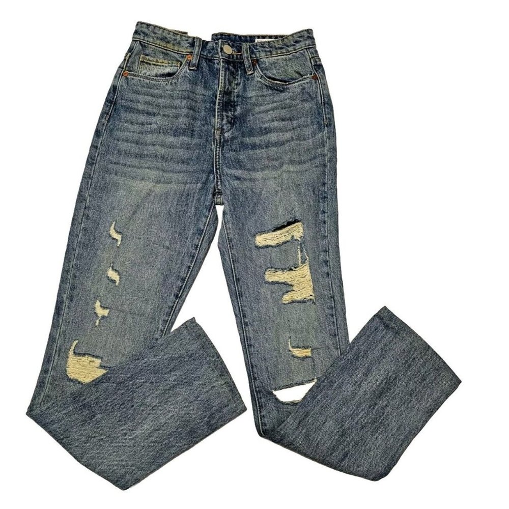 Blanknyc The Cooper Jeans  Slim Straight Women's Size 24 Button Fly Distressed